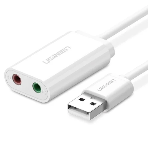 Ugreen USB 2.0 - 3.5mm mini jack külső hangkártya, adapter fehér (US205 30143) - 1