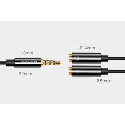 UGREEN 3.5mm audio és mikrofon jel elosztó adapter 20Cm fekete (AV141 30620) - 9