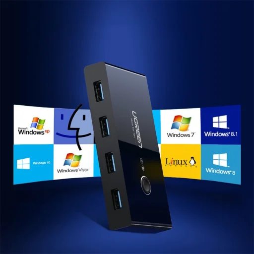 Ugreen 4xUSB 3.2 Gen 1 HUB elosztó, kapcsolóval fekete (US216 30768) - 4