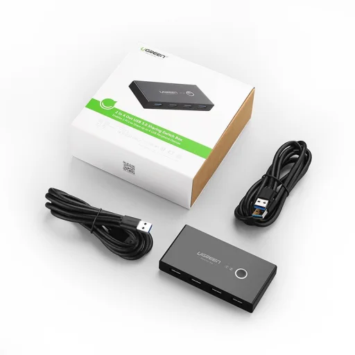 Ugreen 4xUSB 3.2 Gen 1 HUB elosztó, kapcsolóval fekete (US216 30768) - 6