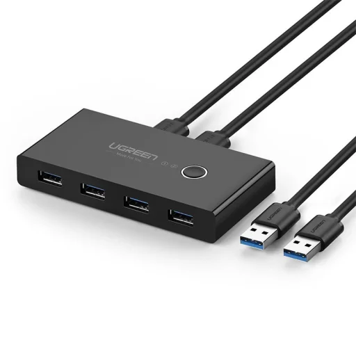 Ugreen 4xUSB 3.2 Gen 1 HUB elosztó, kapcsolóval fekete (US216 30768) - 1