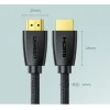 Ugreen High End HDMI 2.0 nylon fonatos kábel 4K 60Hz 3D 18Gbps HDR ARC Ethernet (HEC) 48bit 1.5m fekete (HD118 40409) thumbnail