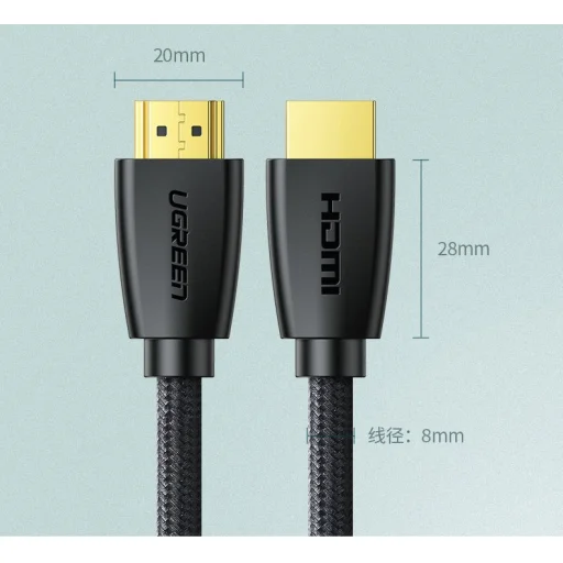 Ugreen High End HDMI 2.0 nylon fonatos kábel 4K 60Hz 3D 18Gbps HDR ARC Ethernet (HEC) 48bit 1.5m fekete (HD118 40409) - 22