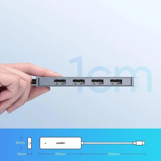 Ugreen USB - 4xUSB 3.2 Gen 1 HUB elosztó micro USB energia ellátással szürke (CM219 70336) - 7