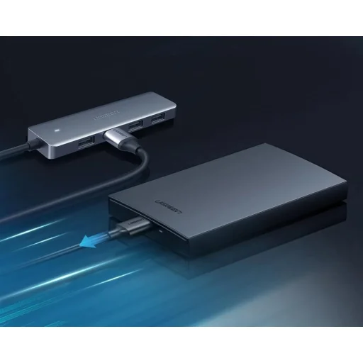 Ugreen USB - 4xUSB 3.2 Gen 1 HUB elosztó micro USB energia ellátással szürke (CM219 70336) - 9