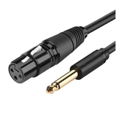 Ugreen microphone kábel XLR (bemeneti aljzat) - 6.35mm jack (csatlakozó) 5m fekete (AV131)