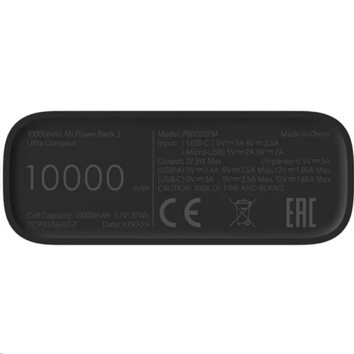 Xiaomi Mi Powerbank 3 Ultra Compact 10000mAh fekete - 3