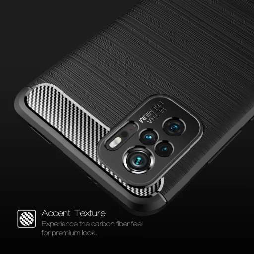 Xiaomi Redmi Note 10/10S Tech-Protect carbon mintájú TPU tok fekete - 3