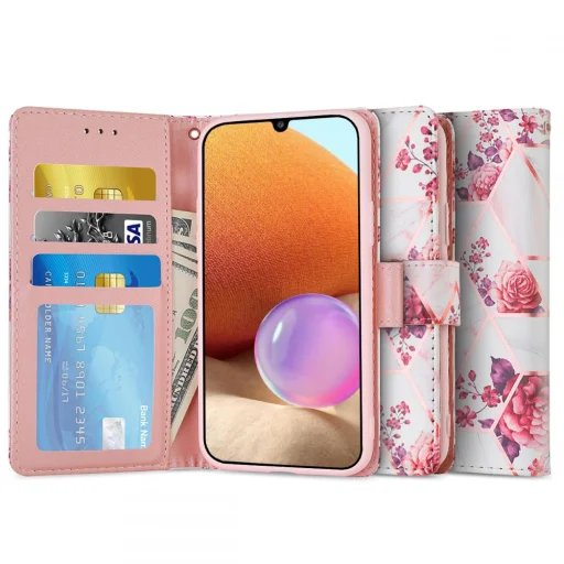 Samsung A52 4G/5G Tech-Protect Wallet fliptok Rózsa mintás - 1