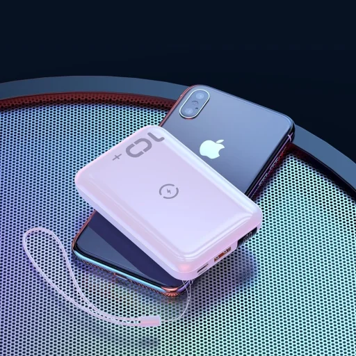 Baseus Mini S powerbank 10000mAh 18W Qi vezeték nélküli töltéssel 10W fehér (PPXFF10W-02) - 3