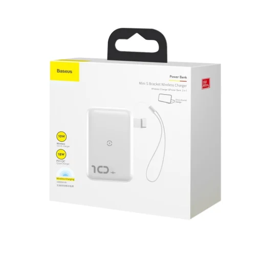 Baseus Mini S powerbank 10000mAh 18W Qi vezeték nélküli töltéssel 10W fehér (PPXFF10W-02) - 4
