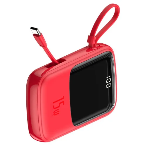Baseus Q pow powerbank 10000 mAh 3A 15W 2x USB / USB Type-C integrált Type-C kábellel piros (PPQD-A09) - 3