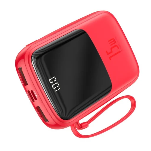 Baseus Q pow powerbank 10000 mAh 3A 15W 2x USB / USB Type-C integrált Type-C kábellel piros (PPQD-A09) - 5