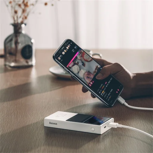 Baseus Super Mini powerbank 10000mAh, USB + USB-C, FCP, AFC, QC 3.0, PD, 22.5W fehér (PPMN-A02) - 10