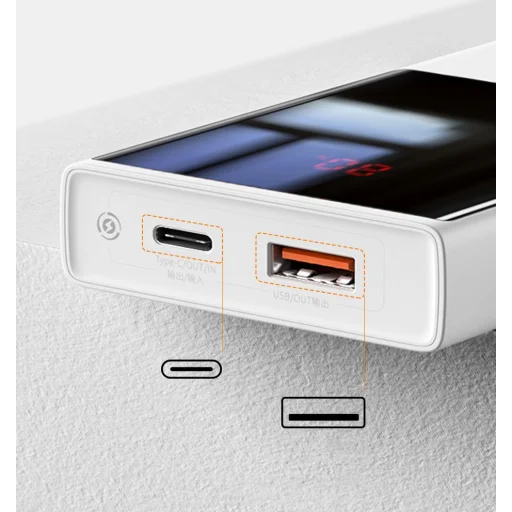 Baseus Super Mini powerbank 10000mAh, USB + USB-C, FCP, AFC, QC 3.0, PD, 22.5W fehér (PPMN-A02) - 14