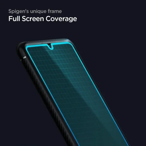 Samsung A42 5G kijelzővédő üvegfólia fekete kerettel Spigen Glass.Fc (AGL02305) - 4