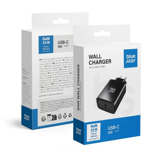 USB-C hálózati töltő adapter Blue Star QC4.0 PD 3A 35W TFB-TC-35WPD fekete - 1