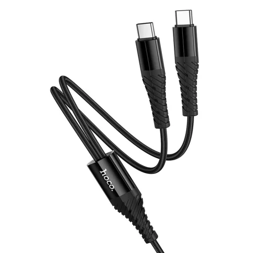Hoco 2 az 1-ben USB C-ről USB C+C-re kábel 1 m fekete - 2