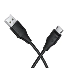 Szilikon kábel USB A-ról USB C-re, Hoco 3A 1 m X124 fekete
