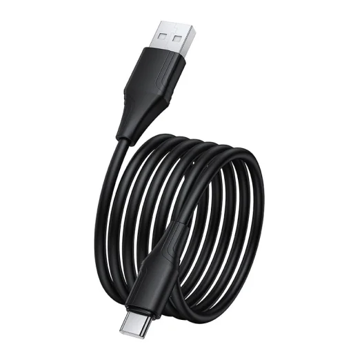 Szilikon kábel USB A-ról USB C-re, Hoco 3A 1 m X124 fekete - 3