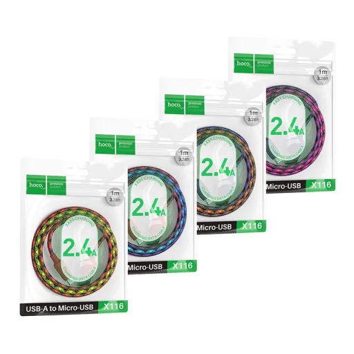 Micro USB kábel USB A - Micro USB Hoco 2,4A 1 m X116 átmenetes lila - 7