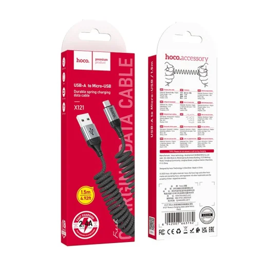 Micro USB kábel Hoco 2,4A 1,5 m X121 fekete - 9