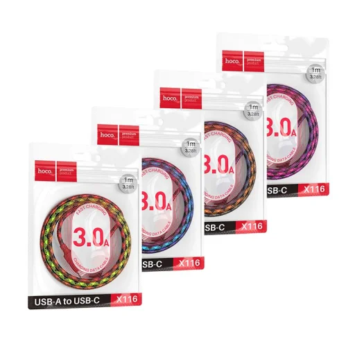 Type-C USB kábel Hoco 3A 1 m X116 gradiens piros - 5