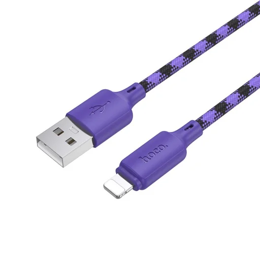 Hoco 2,4A 1 m Lightning USB kábel átmenetes lila - 2