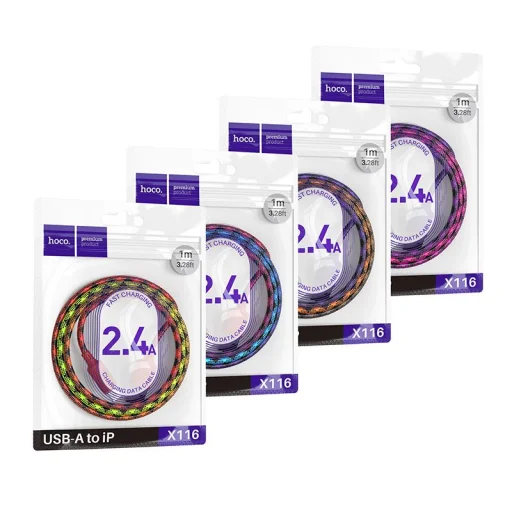 Hoco 2,4A 1 m Lightning USB kábel átmenetes lila - 6