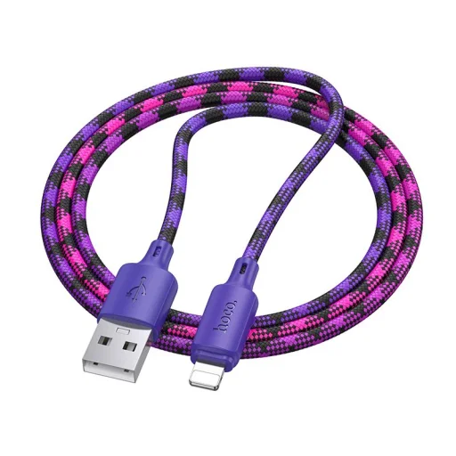 Hoco 2,4A 1 m Lightning USB kábel átmenetes lila - 1