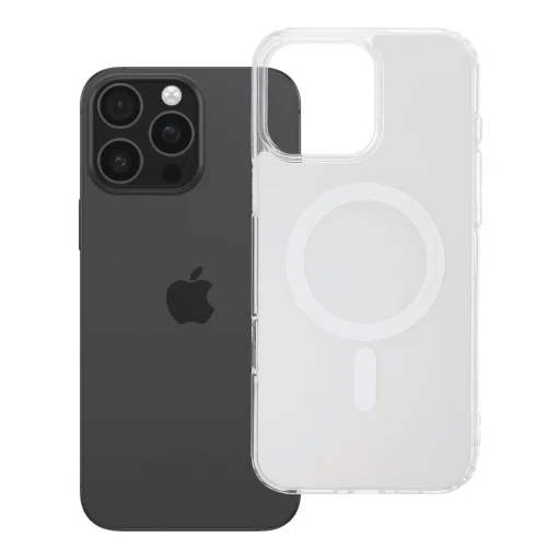 iPhone 16 Pro Max priehľadný fúzny obal s magnetickým prepínačom biely - 7