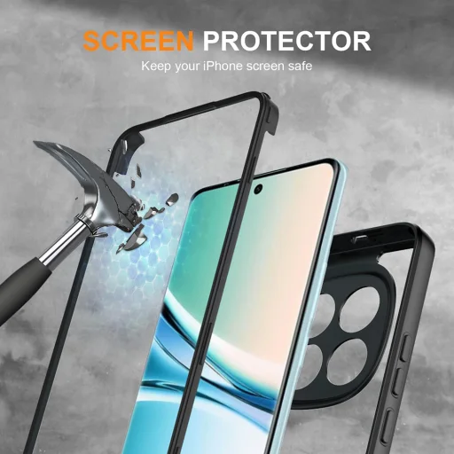 Xiaomi Redmi Note 15 5G Fekete Techsuit - ColorVerse 360 Series + Képernyővédő tok - 3