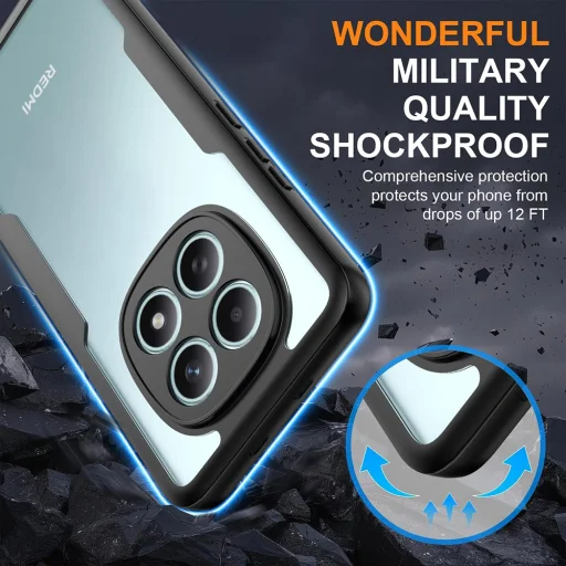 Xiaomi Redmi Note 15 5G Fekete Techsuit - ColorVerse 360 Series + Képernyővédő tok - 5