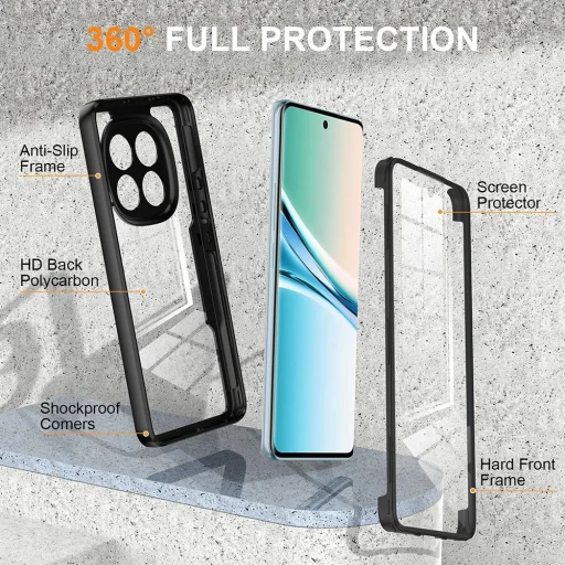 Xiaomi Redmi Note 15 5G Fekete Techsuit - ColorVerse 360 Series + Képernyővédő tok - 6