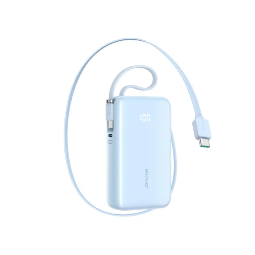 Joyroom JR-PR2L 10000mAh 35W Power Bank with Built-in Retractable USB-C Cable and USB-C Lanyard Cable - Blue - 1
