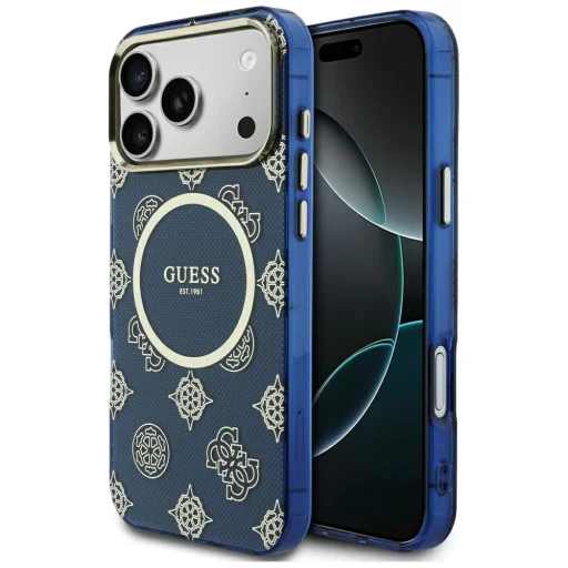 iPhone 17 Pro Max Guess IML Peony Dot MagSafe kék tok - 1