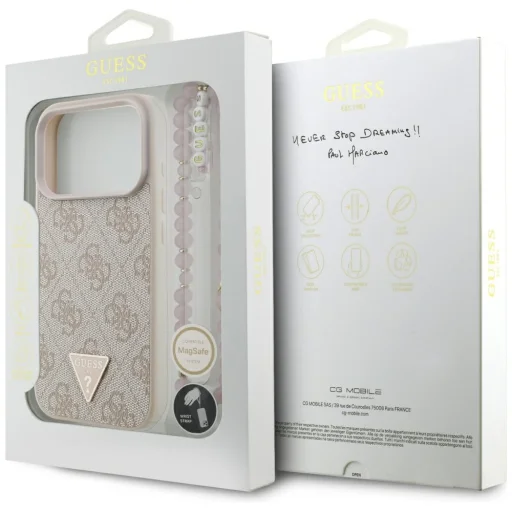 iPhone 17 Pro Guess 4G Pántos Háromszög Logó MagSafe tok rózsaszín tok - 8