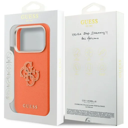 iPhone 17 Pro Guess FW Resin Logo narancssárga tok - 8