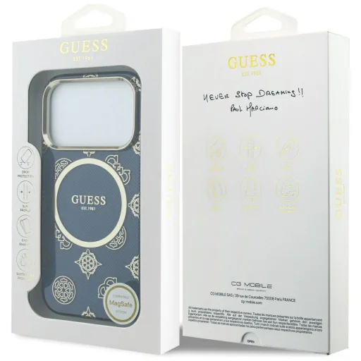 iPhone 17 Pro Guess IML Peony Dot MagSafe kék tok - 8