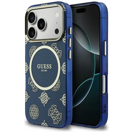 iPhone 17 Pro Guess IML Peony Dot MagSafe kék tok - 1