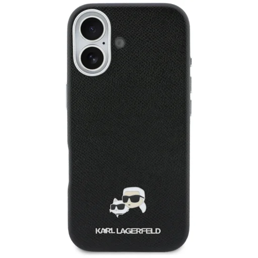 iPhone 17 Karl Lagerfeld Karl & Choupette Head Pins Saffiano MagSafe tok fekete - 3