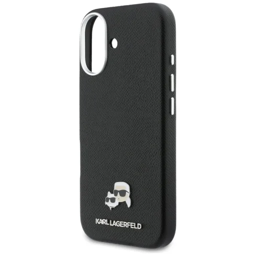 iPhone 17 Karl Lagerfeld Karl & Choupette Head Pins Saffiano MagSafe tok fekete - 6