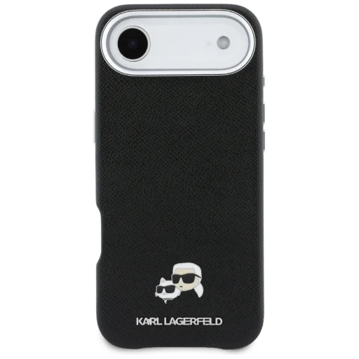 iPhone 17 Air Karl Lagerfeld Karl & Choupette Head Pins Saffiano MagSafe fekete tok - 3