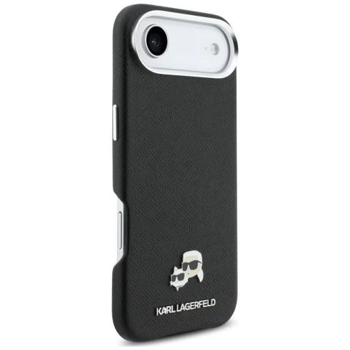 iPhone 17 Air Karl Lagerfeld Karl & Choupette Head Pins Saffiano MagSafe fekete tok - 4