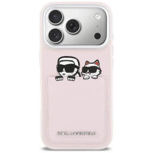 iPhone 17 Pro Karl Lagerfeld Karl & Choupette Print & Pocket tok rózsaszín - 3