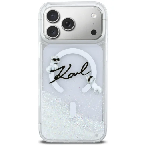 iPhone 17 Pro Max Karl Lagerfeld Liquid Glitter Karl Felirat Logó MagSafe tok átlátszó - 3