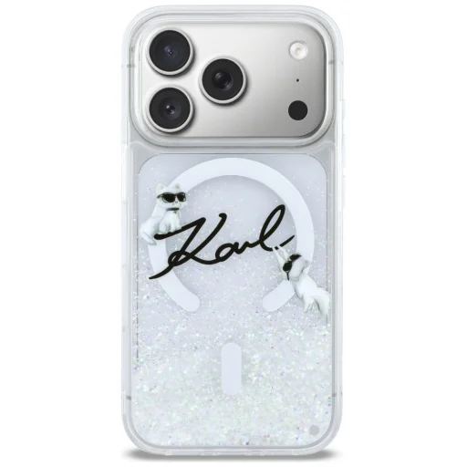 iPhone 17 Pro Karl Lagerfeld Liquid Glitter Karl Script Logo MagSafe átlátszó tok - 3