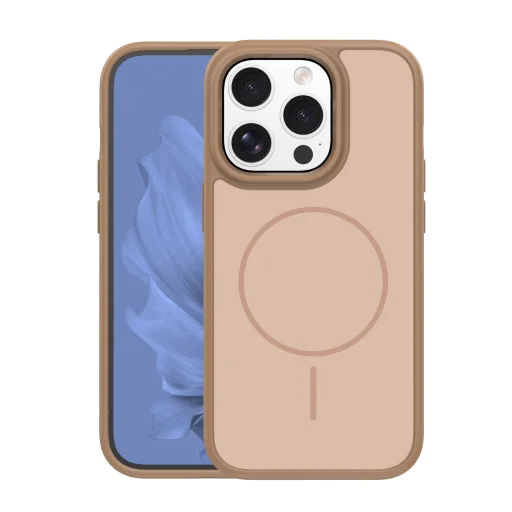 iPhone 14 Pro tok vékony keretes mágneses tok 6,1", barna - 1