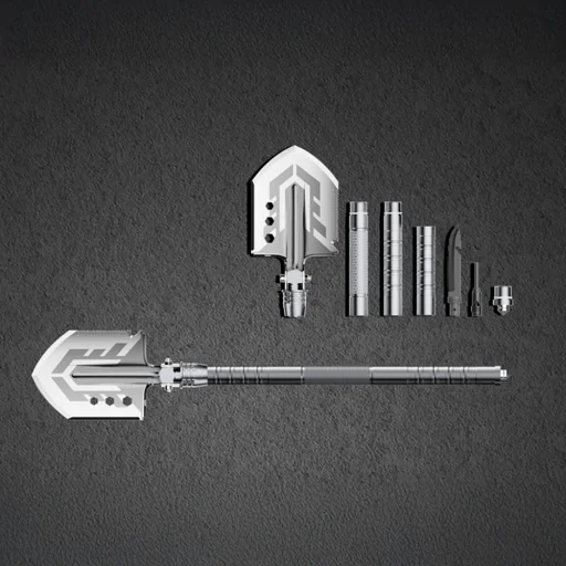 Wozinsky WSS-211 túlélő bushcraft többfunkciós ásó kés üvegtörő tűzgyújtó síp szigony - szürke - 7