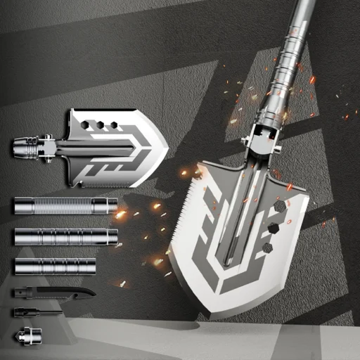 Wozinsky WSS-211 túlélő bushcraft többfunkciós ásó kés üvegtörő tűzgyújtó síp szigony - szürke - 8